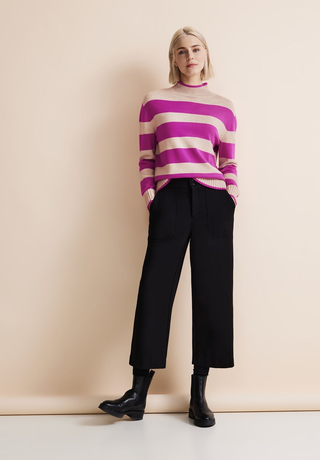 Street One Striped Jumper - Purple Cozy Pink
