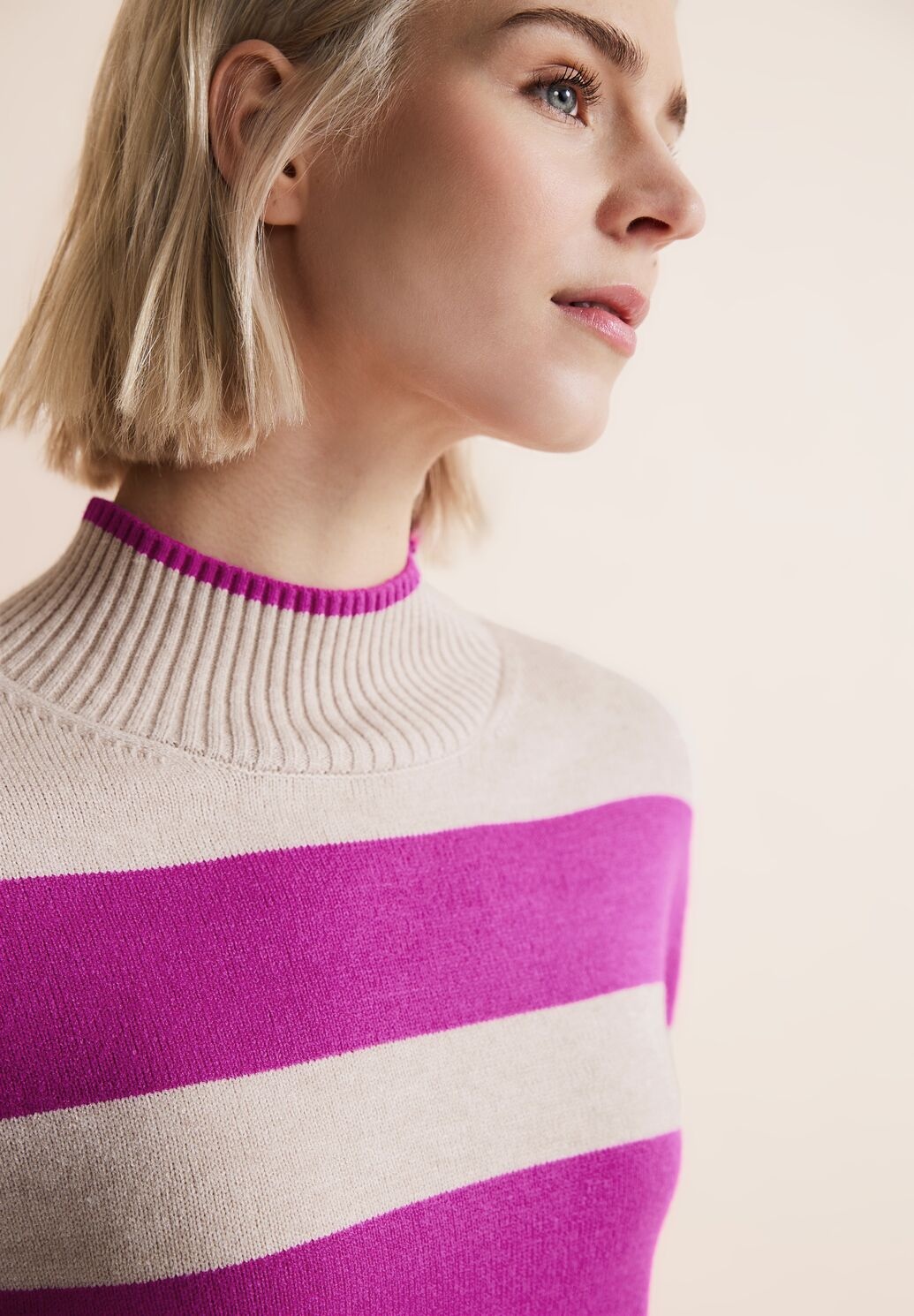 Street One Striped Jumper - Purple Cozy Pink