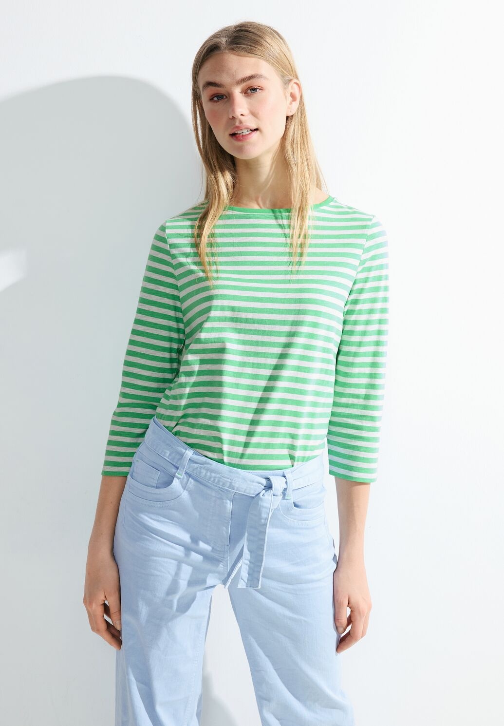 CECIL Shirt mit Streifen - Celery Green | - Cotton Blues