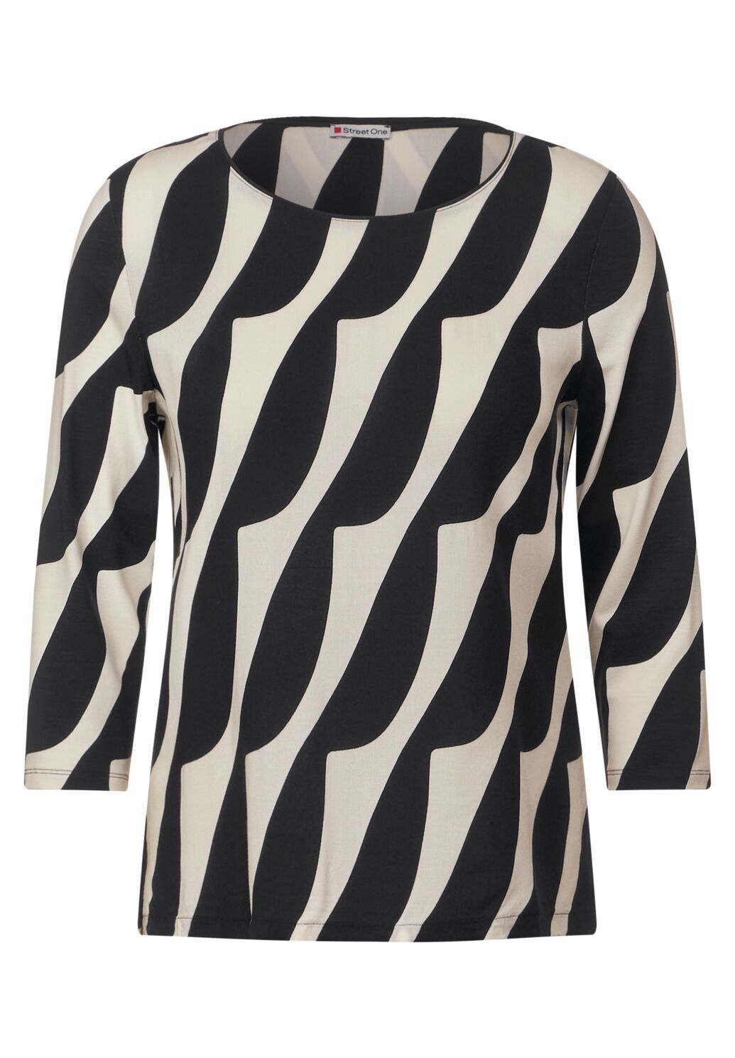 mit Street Print | Shirt Blues / - Cotton Schwarz Evi Black One - Materialmix