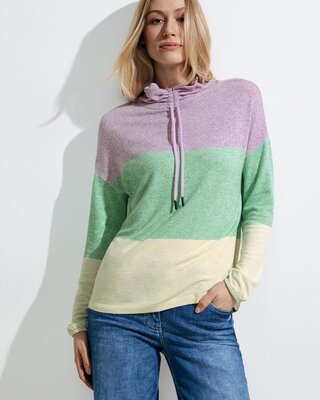 Cecil Shirt with Blockstripes - Celery Green Melange