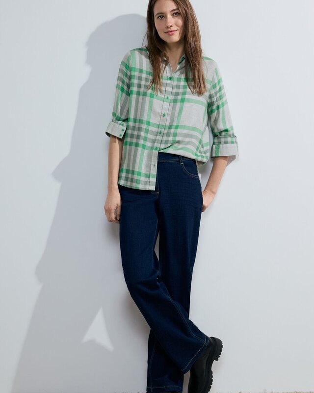 Cecil Viscose Checkered Blouse - Real Grey Melange