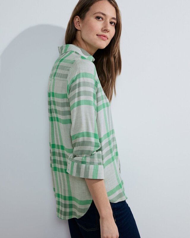 Cecil Viscose Checkered Blouse - Real Grey Melange