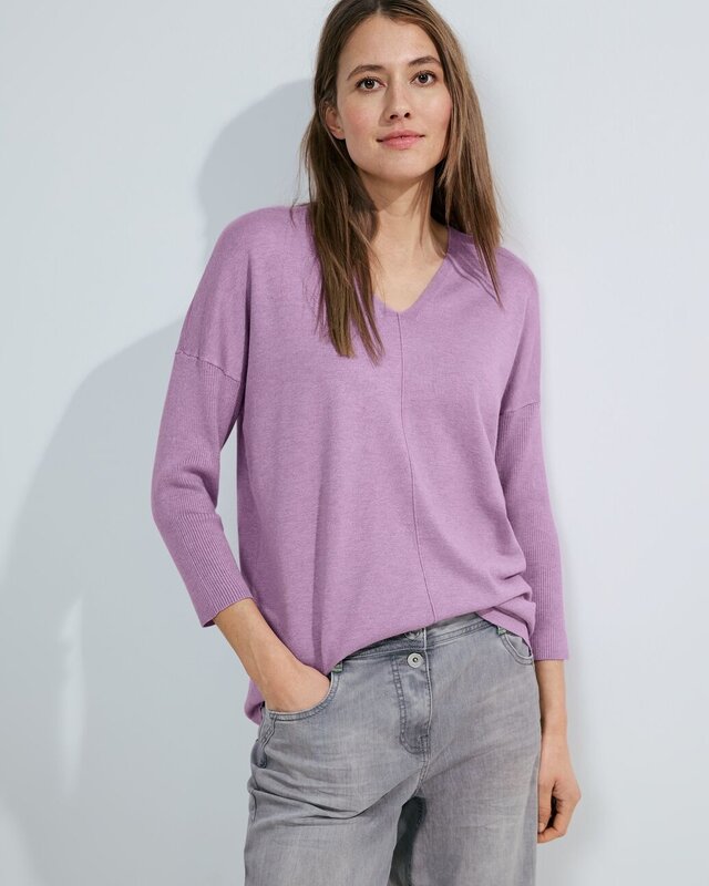 Cecil Fijn Gebreide Trui - Sporty Lilac Melange