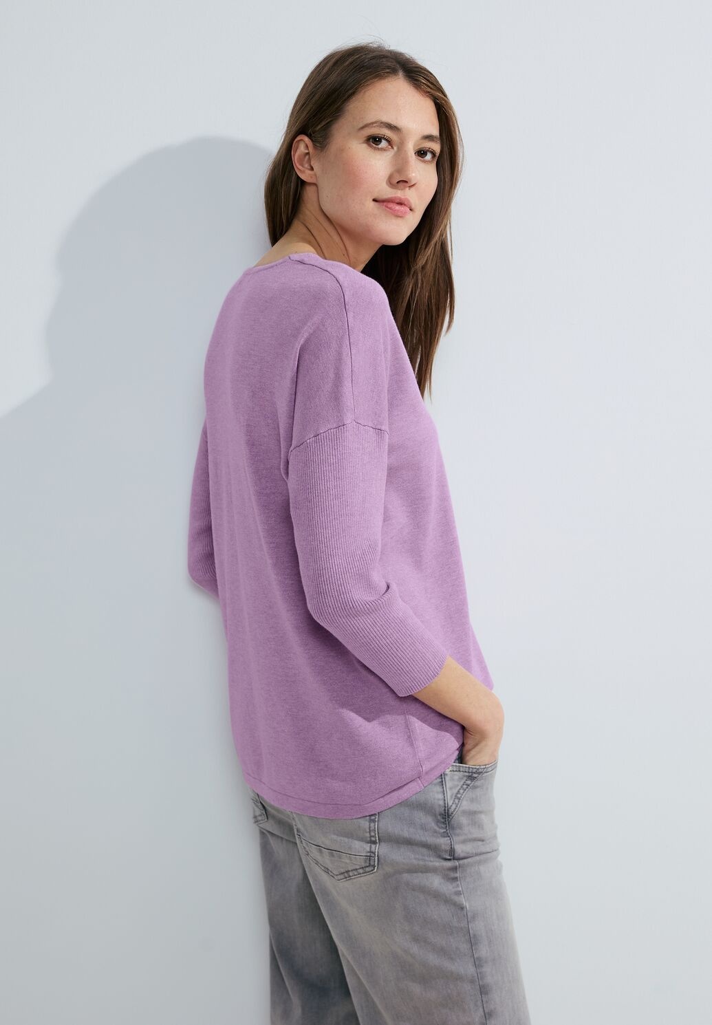 Cecil 3/4 Feinstrick Pullover - Sporty Lilac Melange