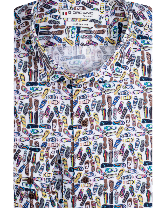 Giordano Modern Fit Shirt with Flip Flops - White