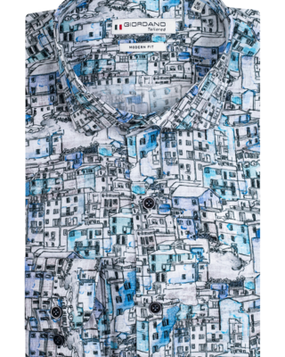 Giordano Modern Fit Shirt Watercolor House - Blue