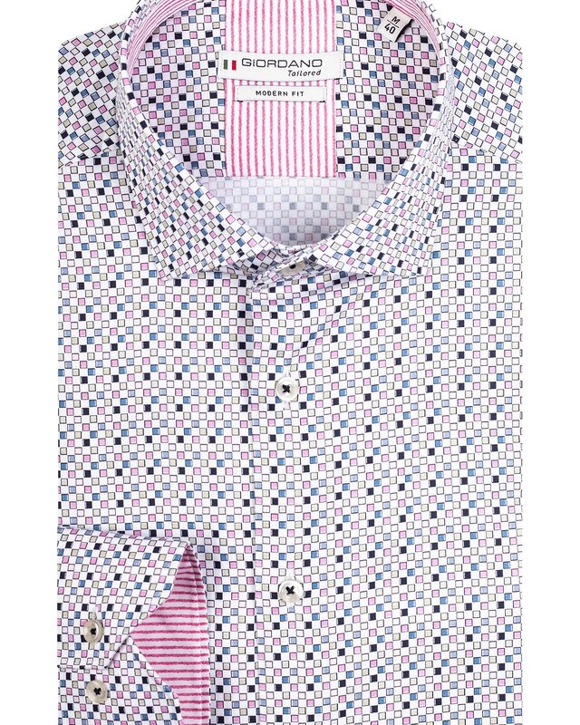 Giordano Modern Fit Hemd Squares - Pink