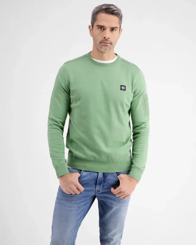 Lerros Trui met Ronde Hals - Sage Green