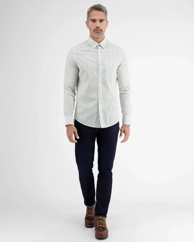 Lerros Poplin Hemd mit Print - White