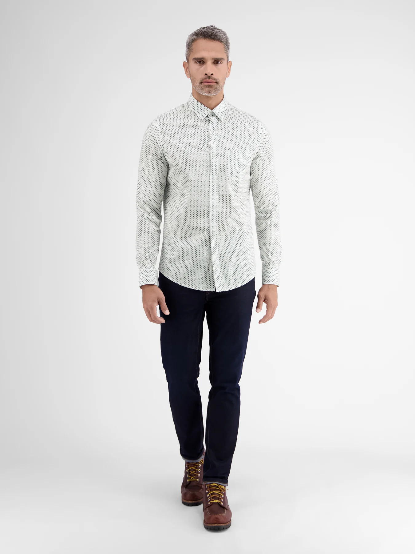 Lerros Poplin Shirt with Print - White