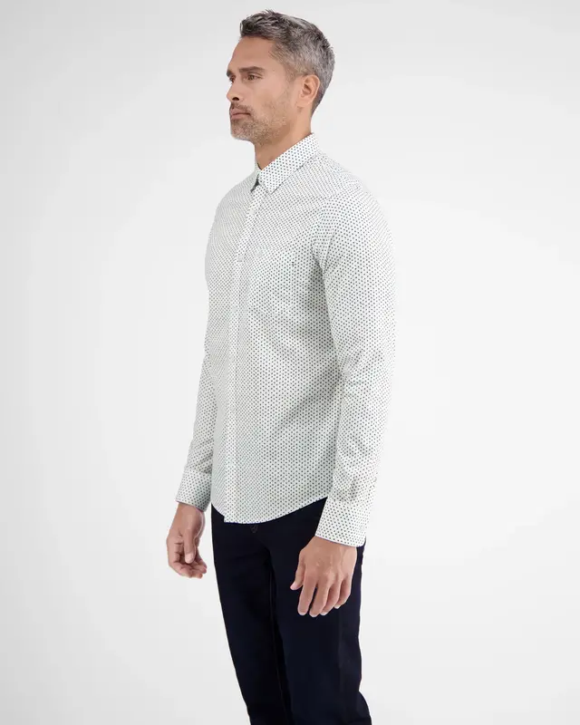 Lerros Poplin Overhemd met Print - White