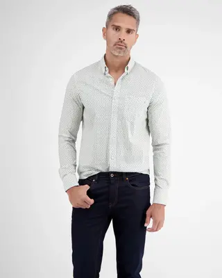 Lerros Poplin Shirt with Print - White