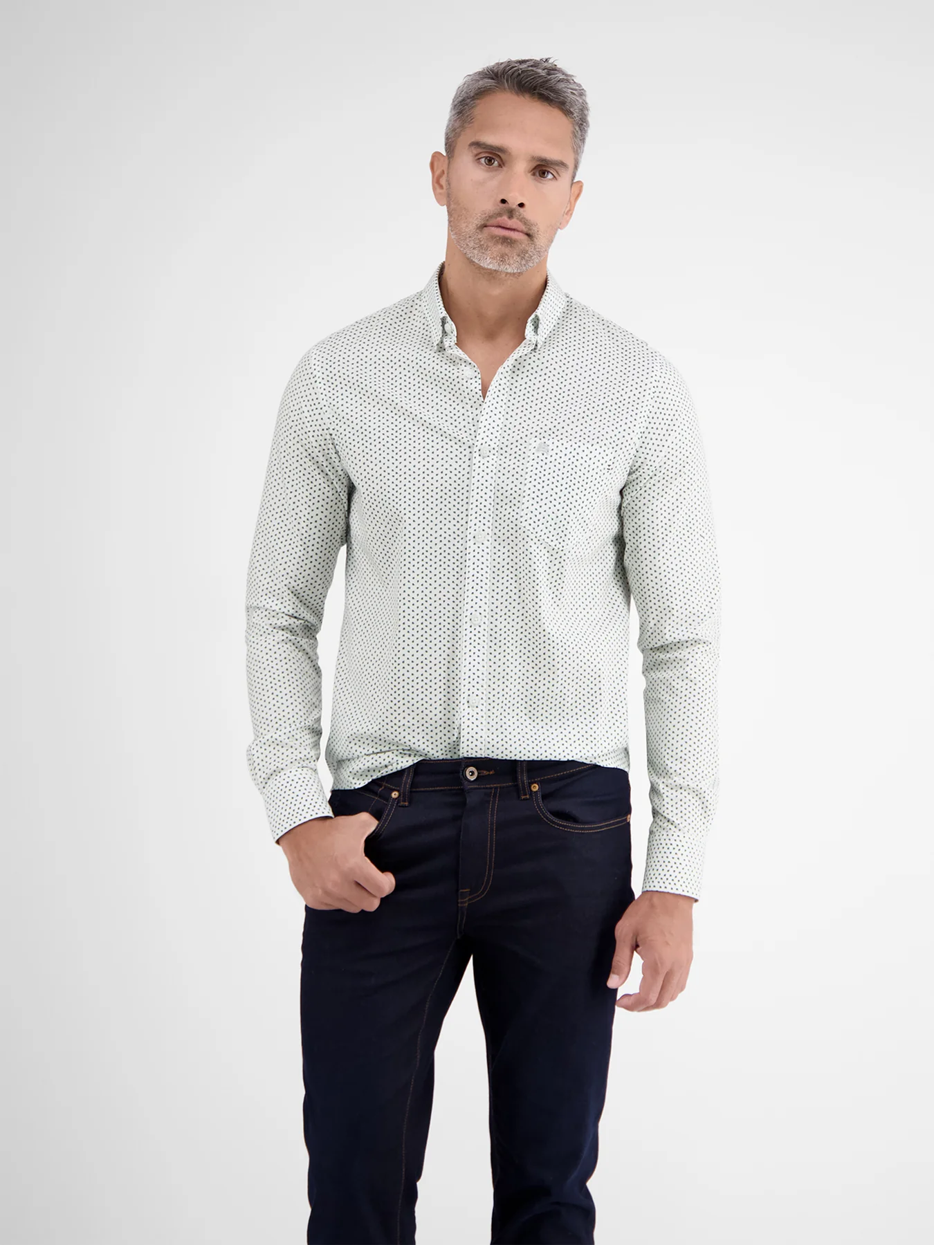 Lerros Poplin Overhemd met Print - White