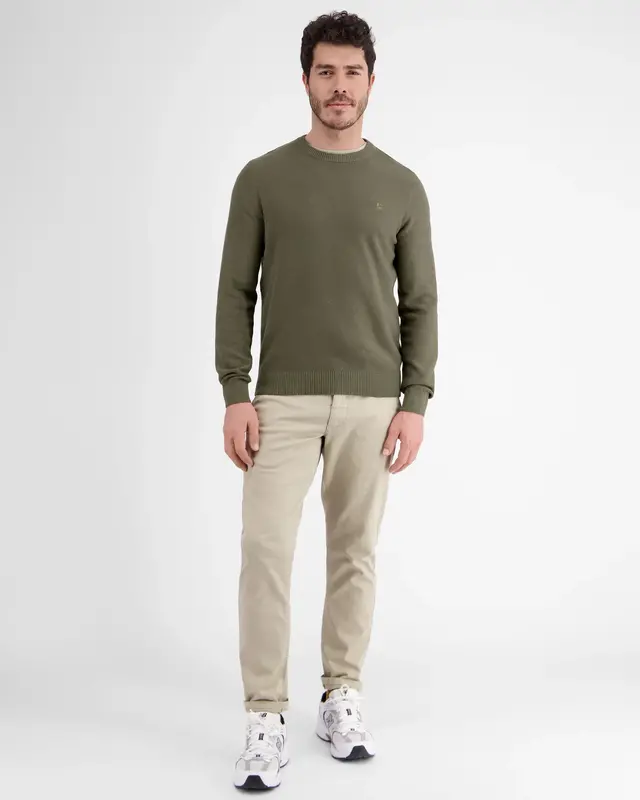 Lerros Gebreide Trui met Ronde Hals - Aged Olive