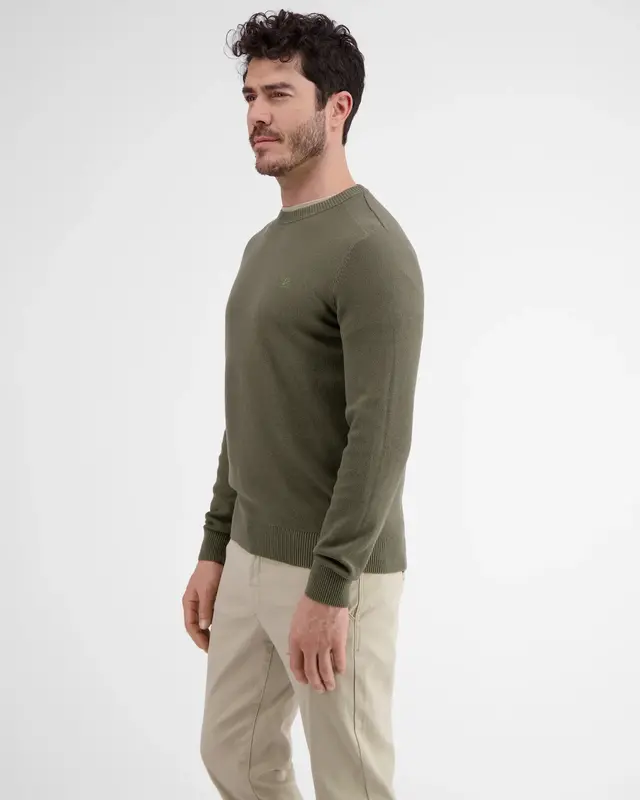 Lerros Gebreide Trui met Ronde Hals - Aged Olive