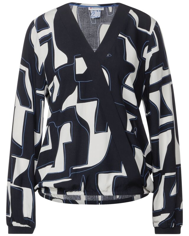 Street One Print Wickel Bluse - Deep Blue