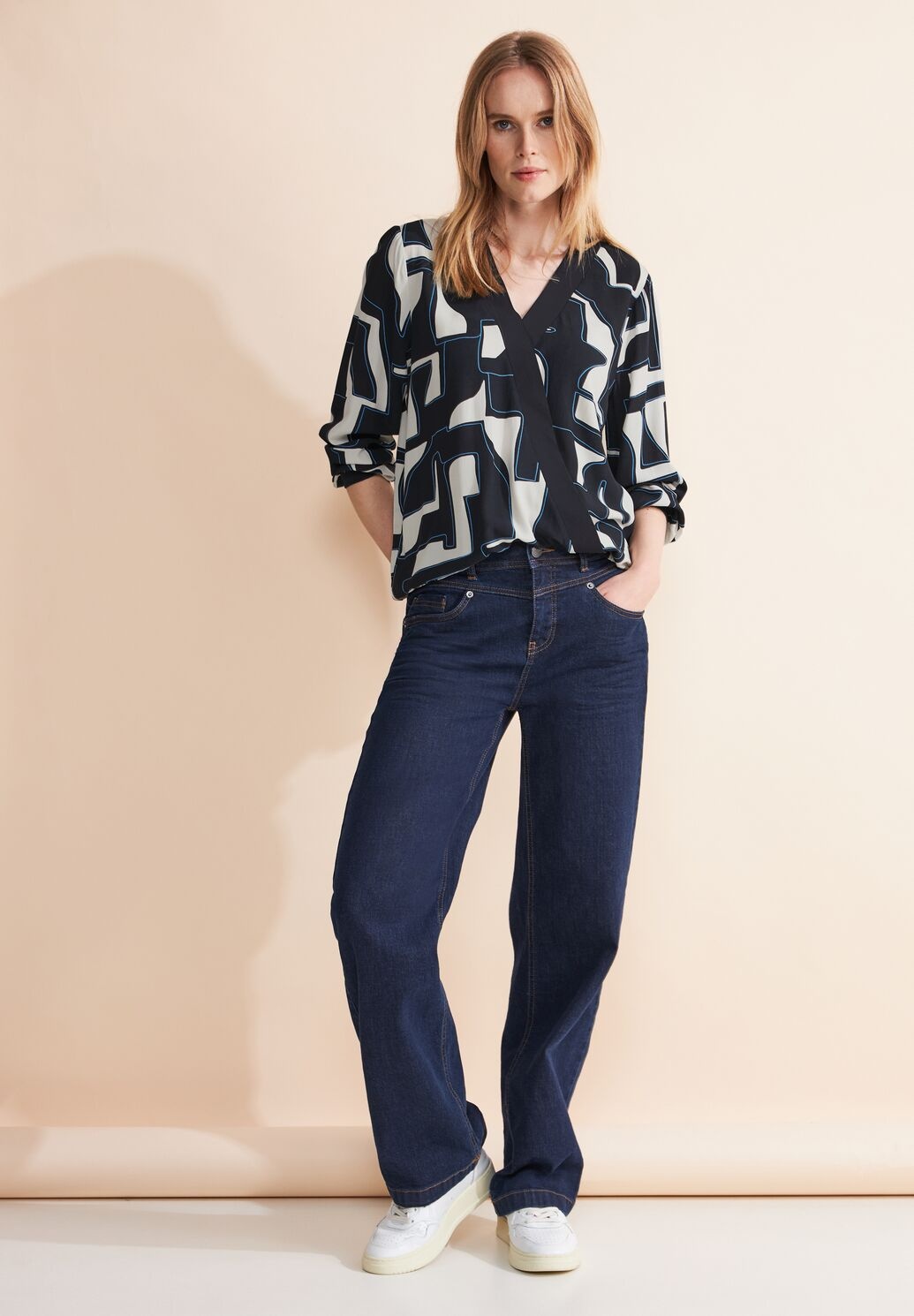 Street One Print Wickel Bluse - Deep Blue