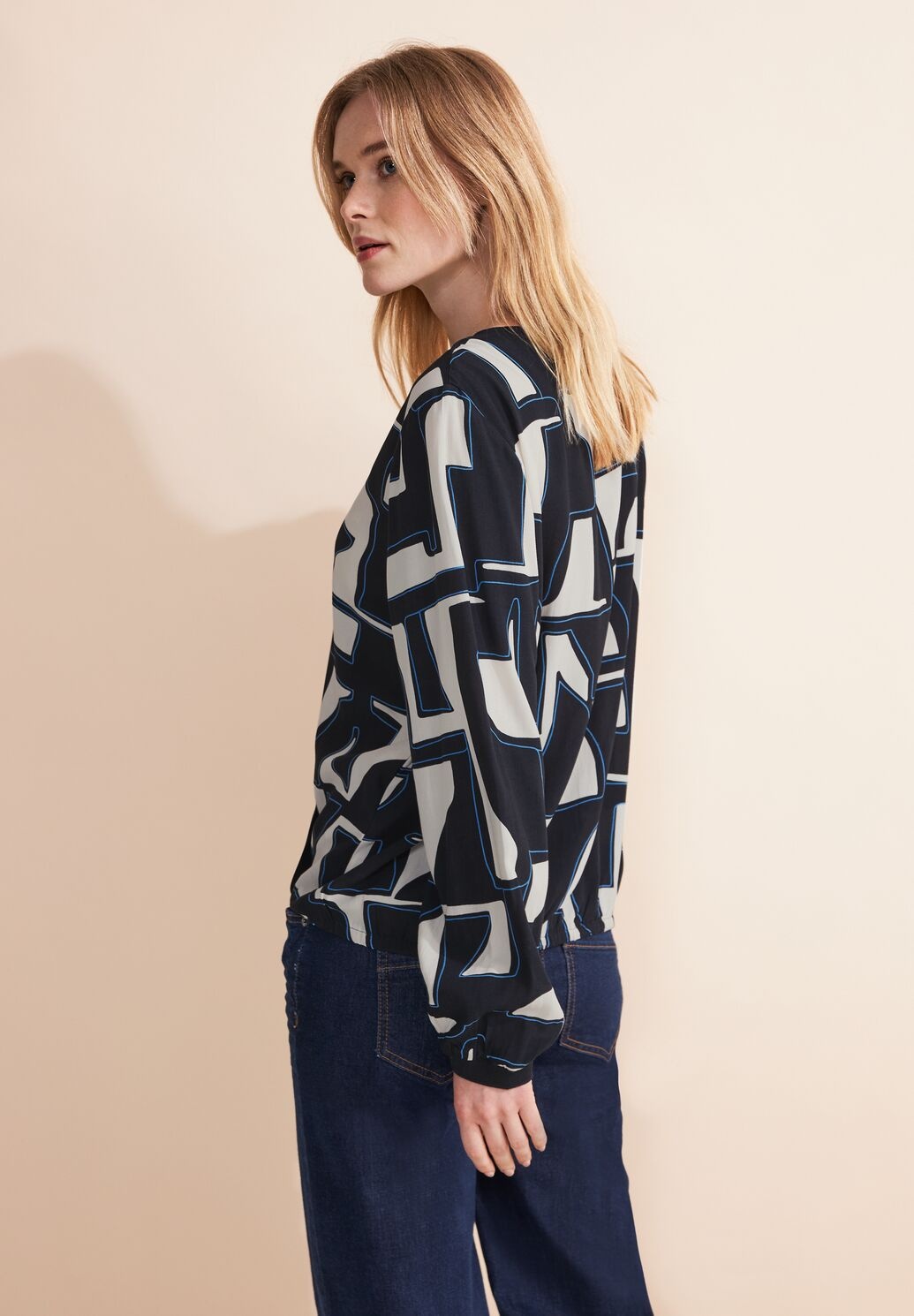 Street One Print Wickel Bluse - Deep Blue