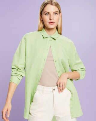 ESPRIT - Short sleeve linen blouse at our online shop