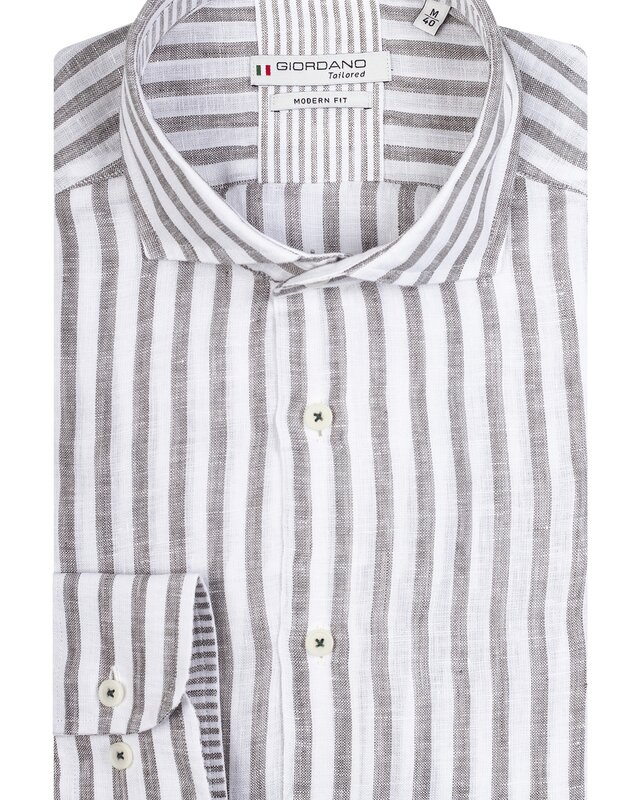 Giordano Modern Fit Linnen Overhemd Stripe - Green