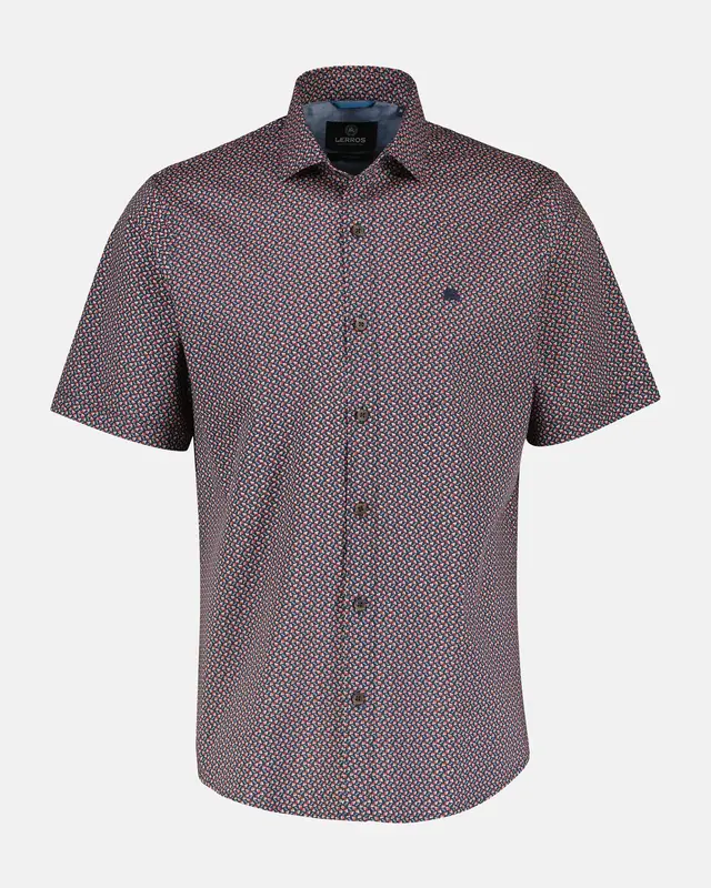 Lerros Short Sleeve Shirt with Geometric Print - Classic Navy