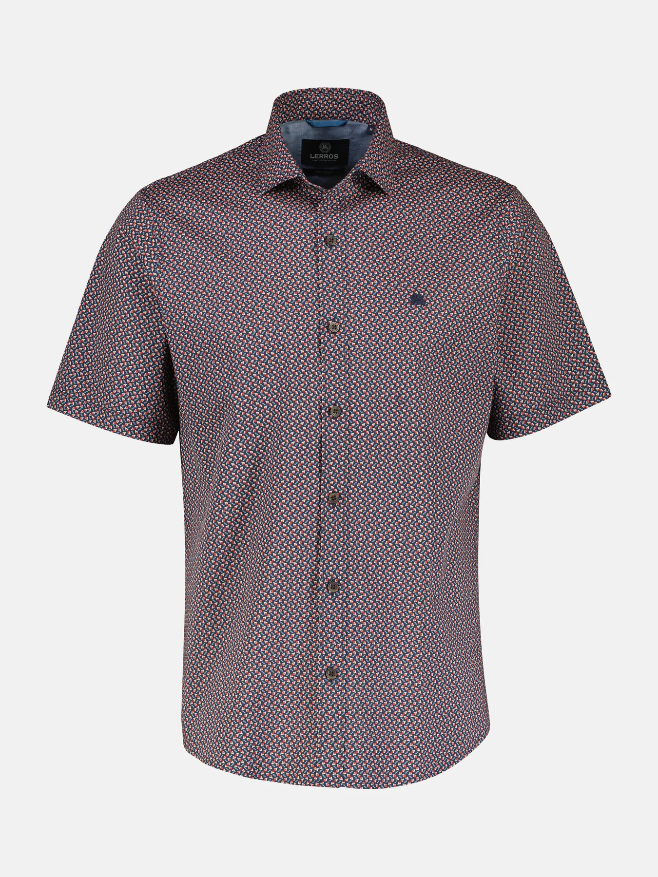 Lerros Short Sleeve Shirt with Geometric Print - Classic Navy