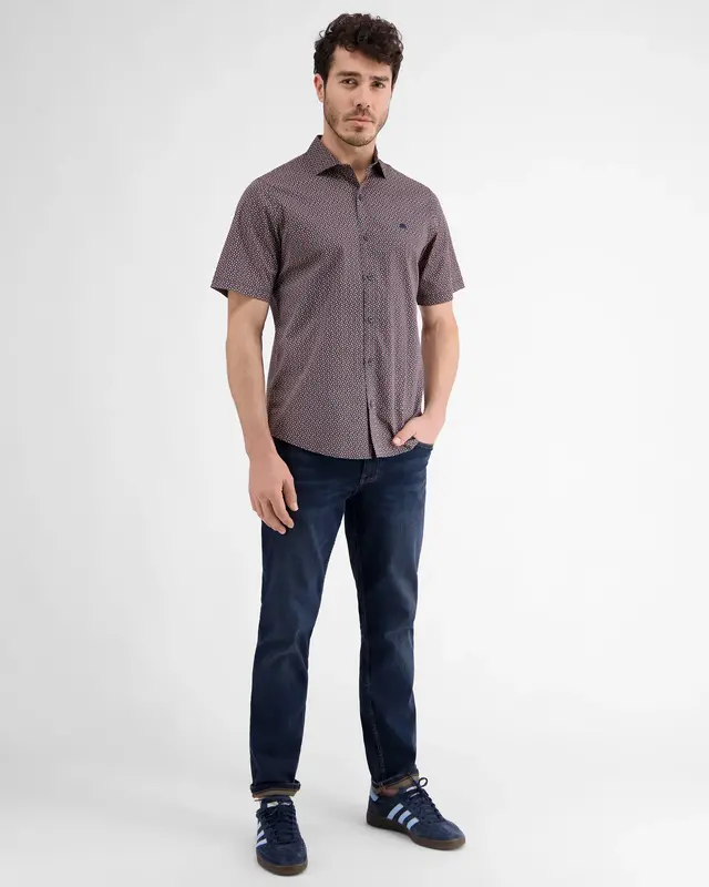 Lerros Short Sleeve Shirt with Geometric Print - Classic Navy