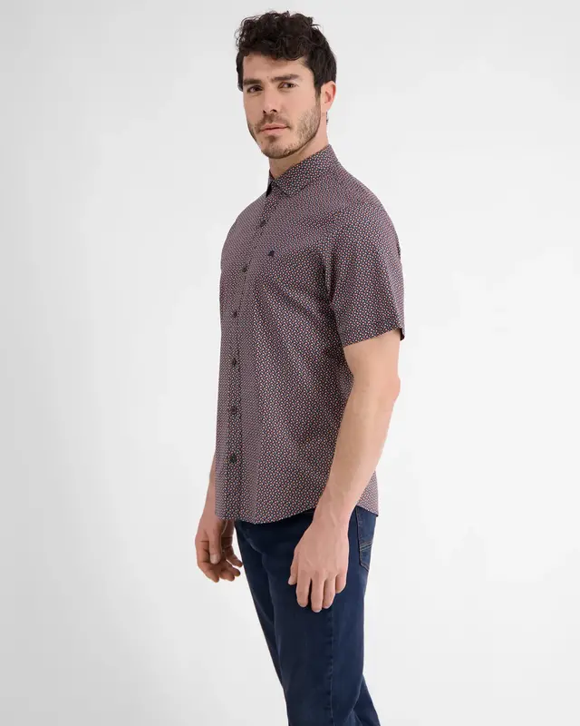 Lerros Short Sleeve Shirt with Geometric Print - Classic Navy