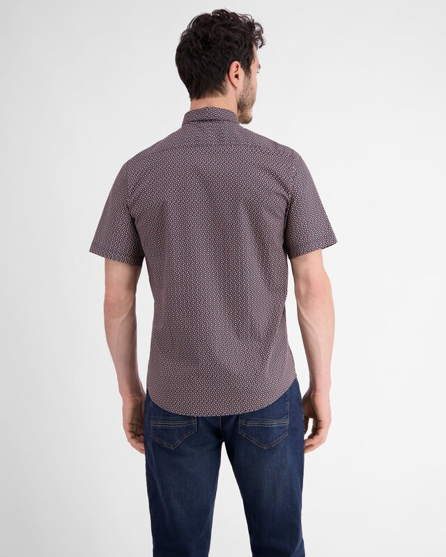 Lerros Short Sleeve Shirt with Geometric Print - Classic Navy