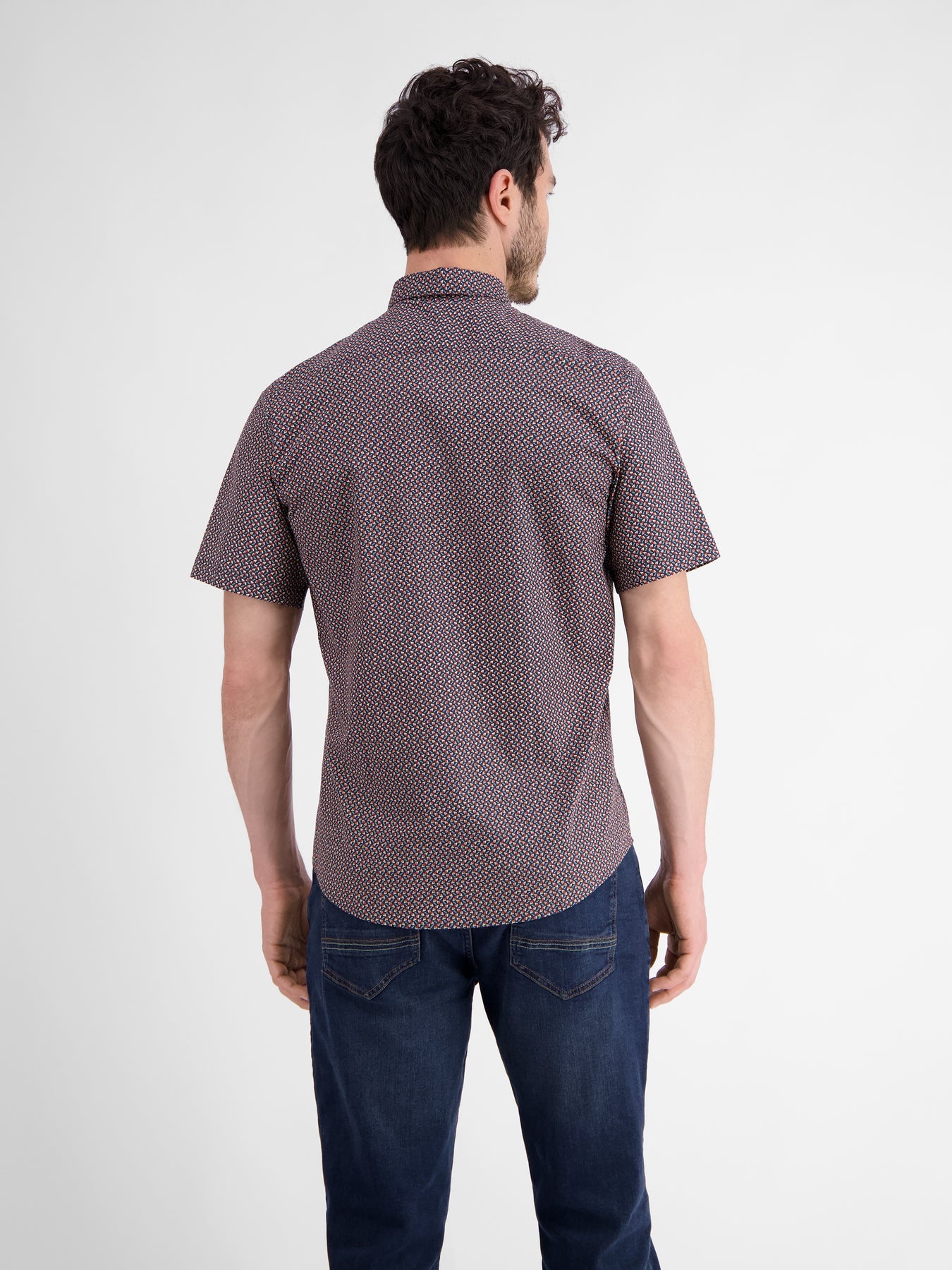 Lerros Short Sleeve Shirt with Geometric Print - Classic Navy