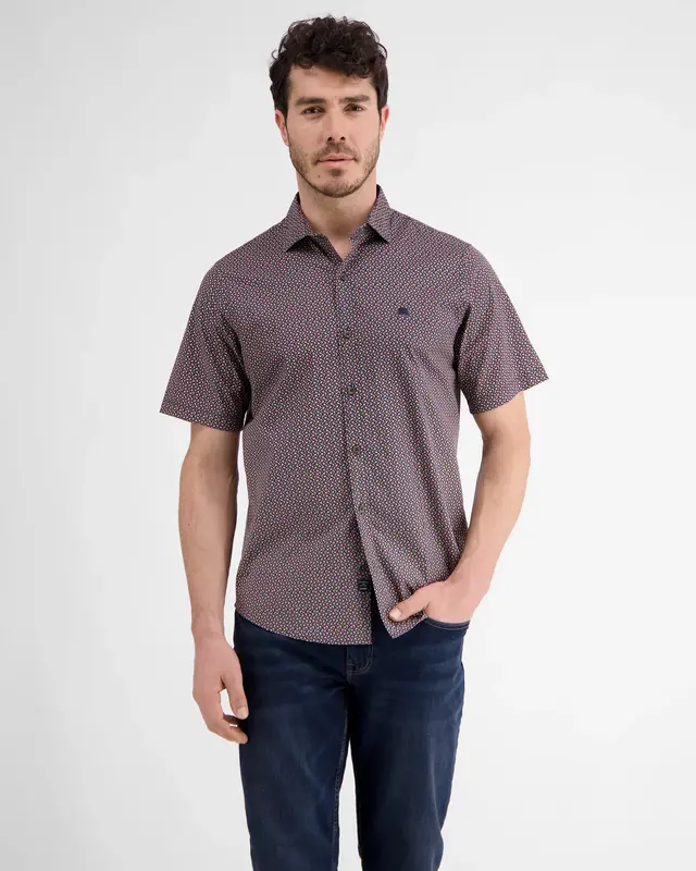 Lerros Short Sleeve Shirt with Geometric Print - Classic Navy