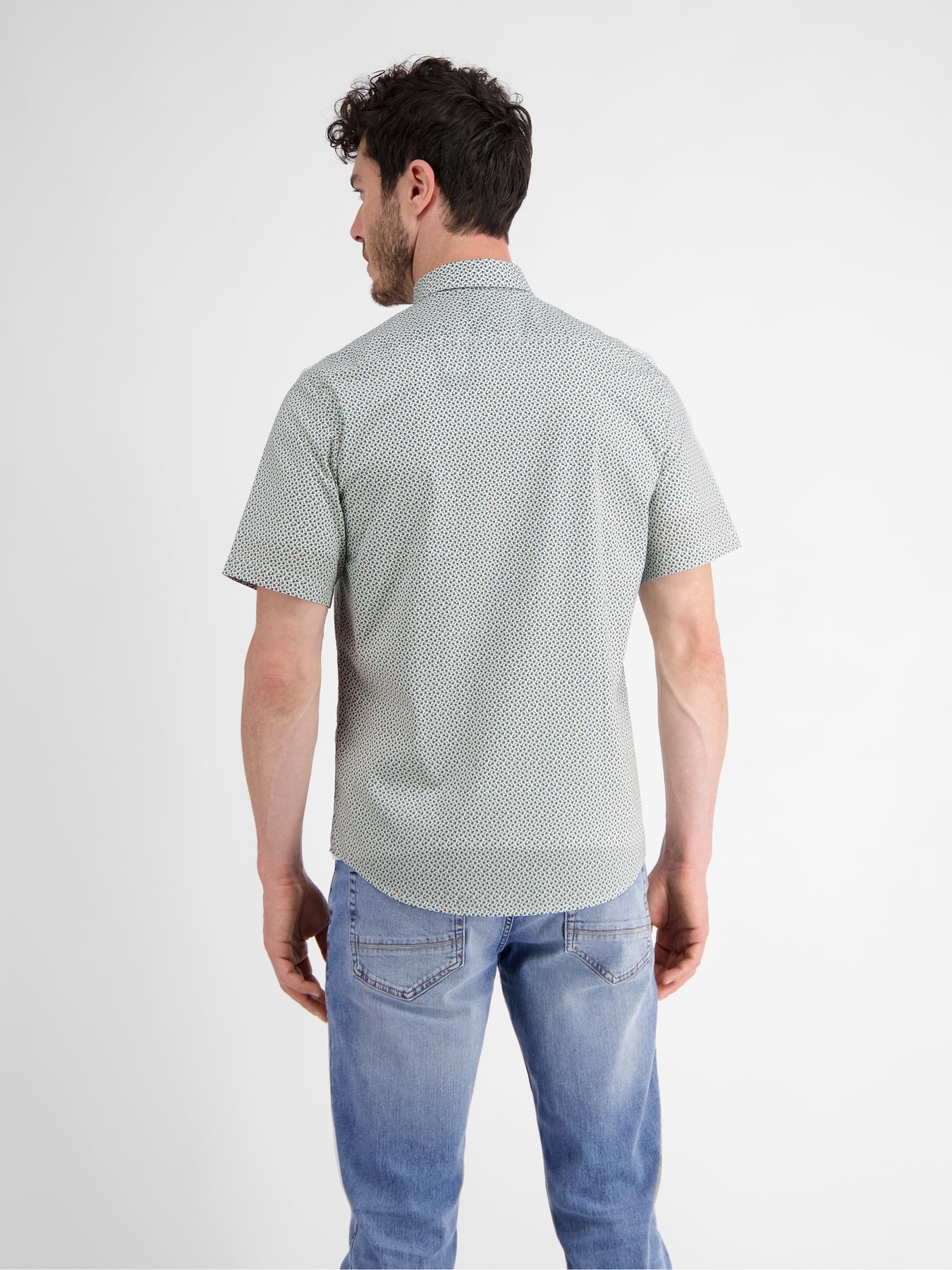 Lerros Kurzarmhemd mit Grafikmuster - Coastal Sea Blue