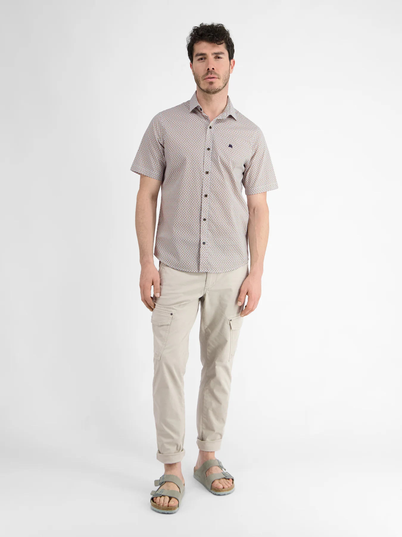 Lerros Short Sleeve Shirt with Geometric Print - Mellow Peach