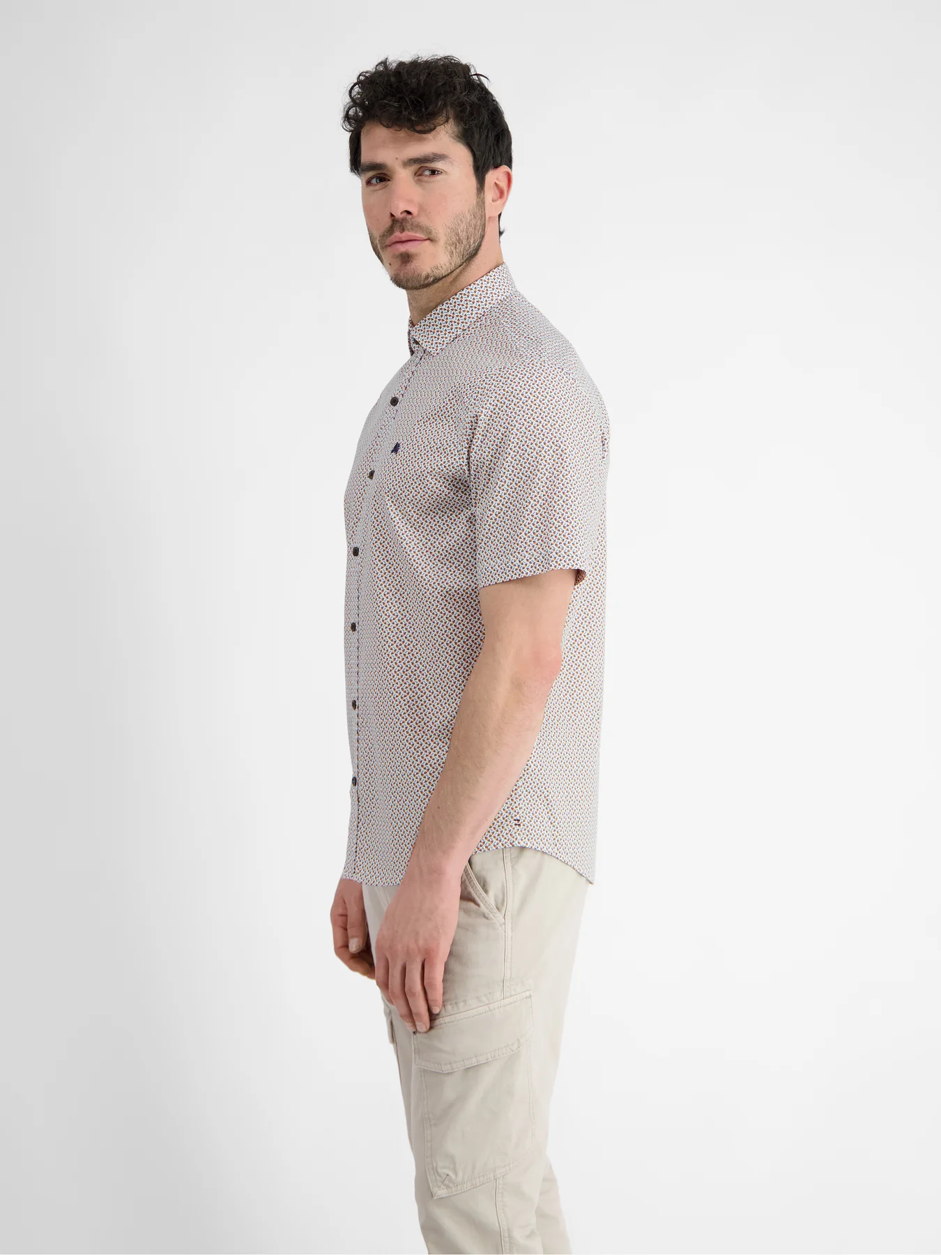 Lerros Kurzarmhemd mit Grafikmuster - Mellow Peach