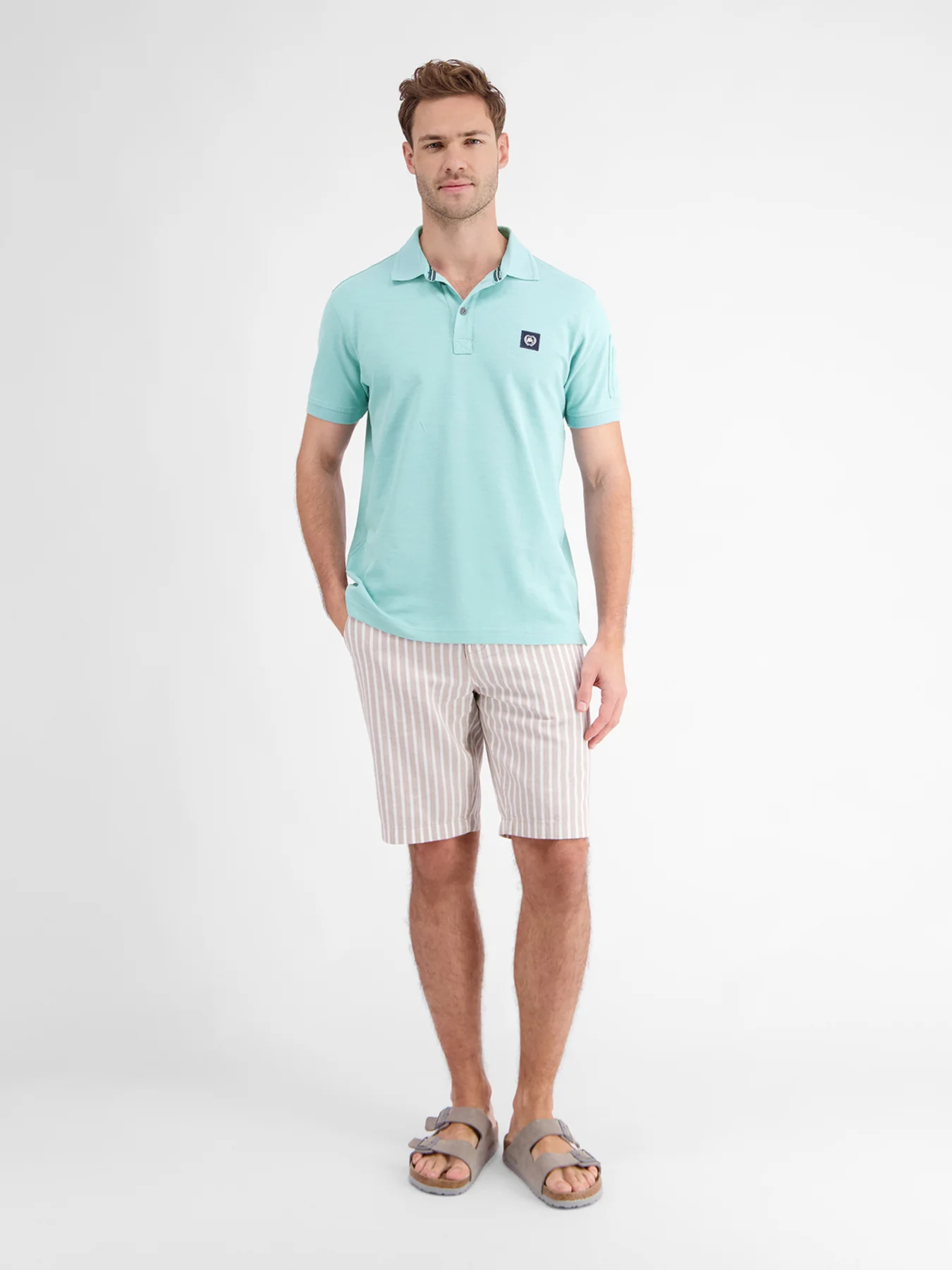 Lerros Poloshirt with Structure - Coastal Sea Blue