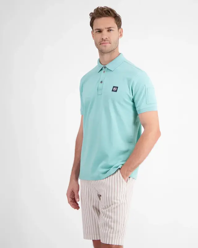 Lerros Poloshirt with Structure - Coastal Sea Blue