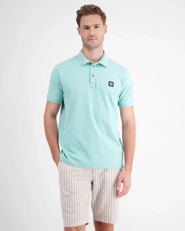 Lerros Poloshirt with Structure - Coastal Sea Blue