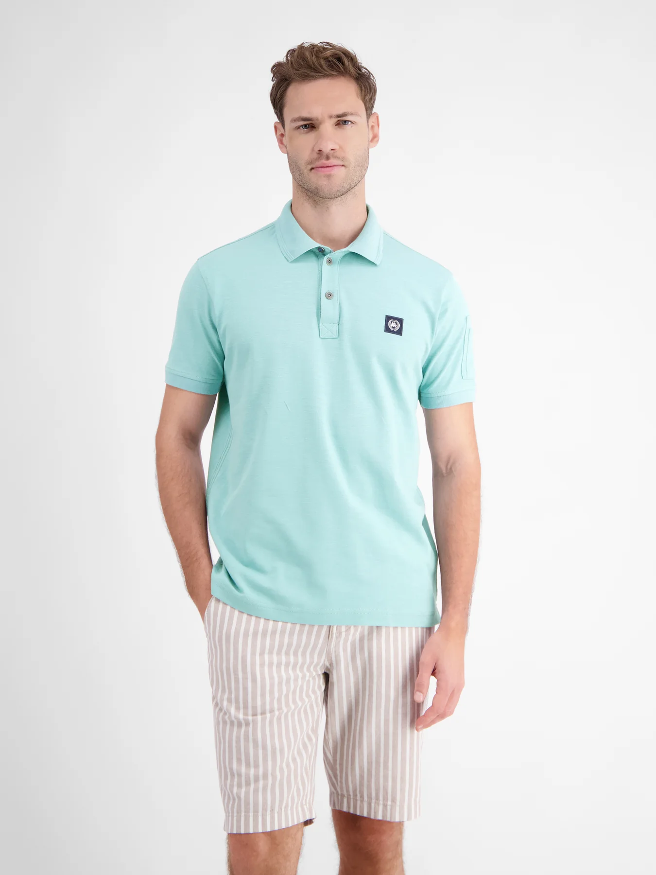 Lerros Poloshirt with Structure - Coastal Sea Blue