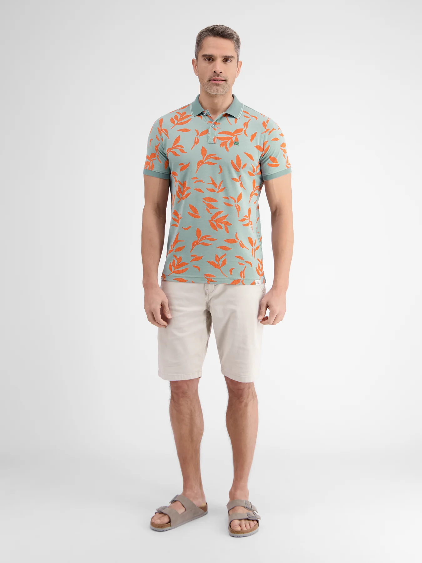 Lerros Poloshirt mit Blumenmuster - Coastal Sea Blue