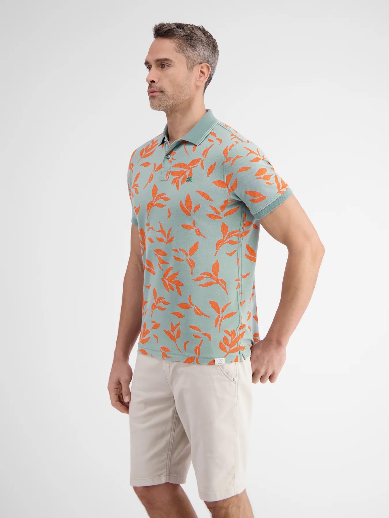 Lerros Poloshirt met Bloemenprint - Coastal Sea Blue