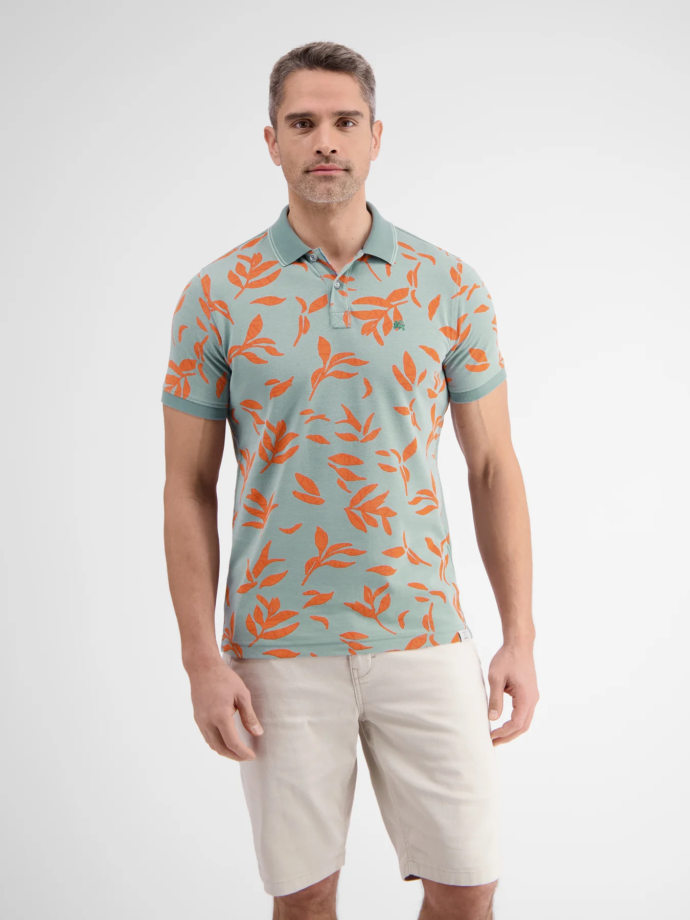 Lerros Poloshirt mit Blumenmuster - Coastal Sea Blue
