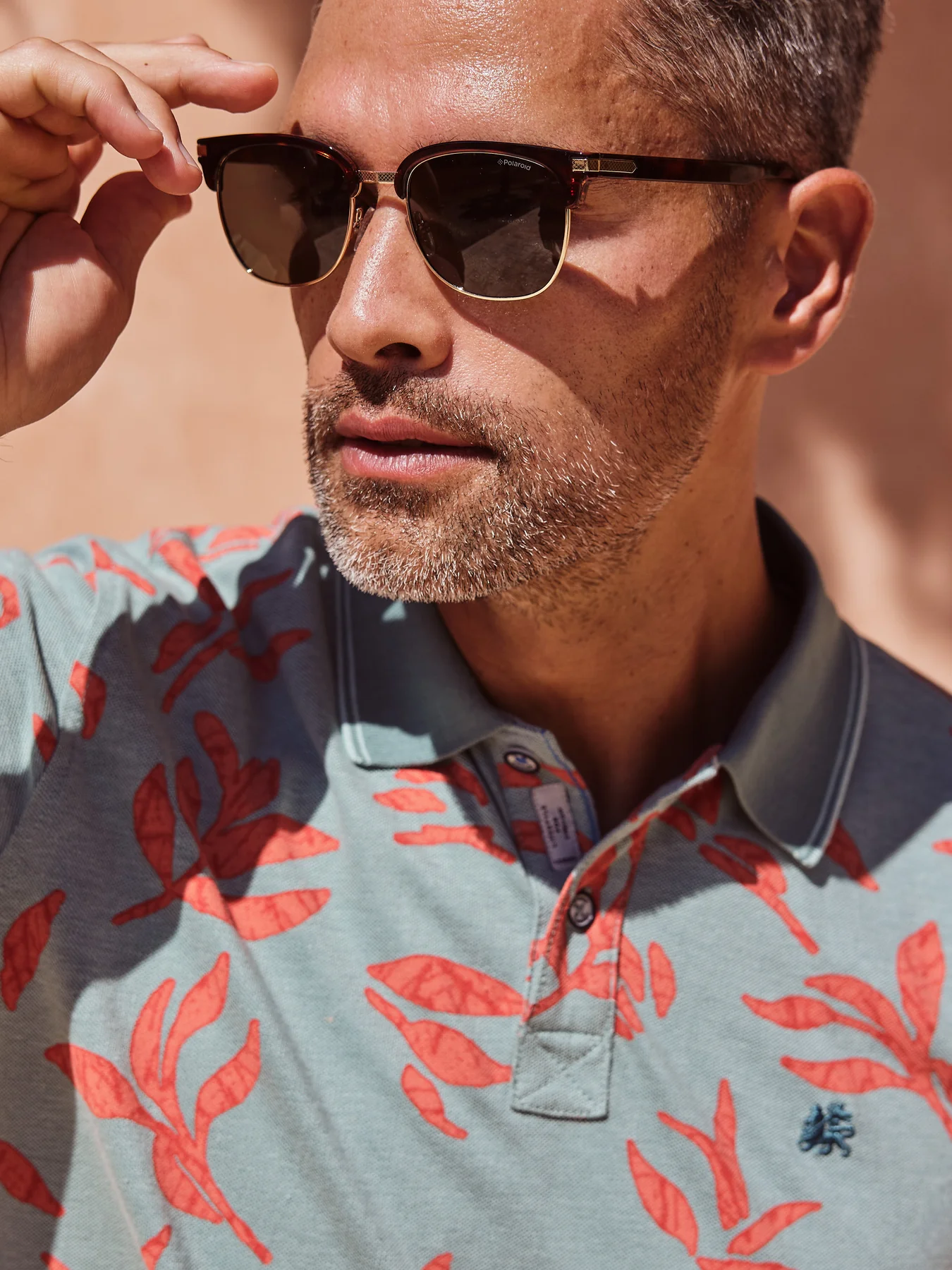 Lerros Poloshirt mit Blumenmuster - Coastal Sea Blue