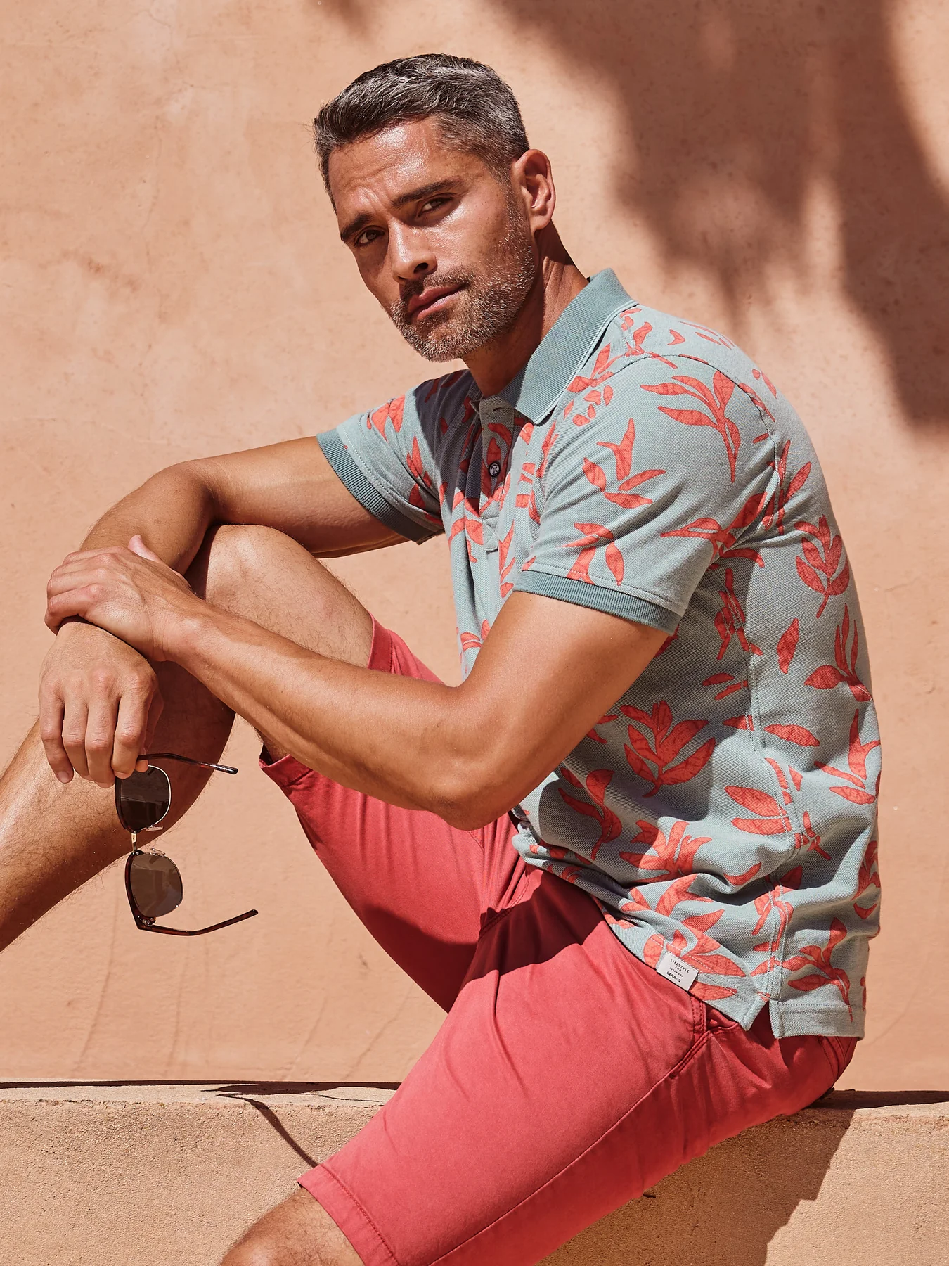 Lerros Poloshirt met Bloemenprint - Coastal Sea Blue