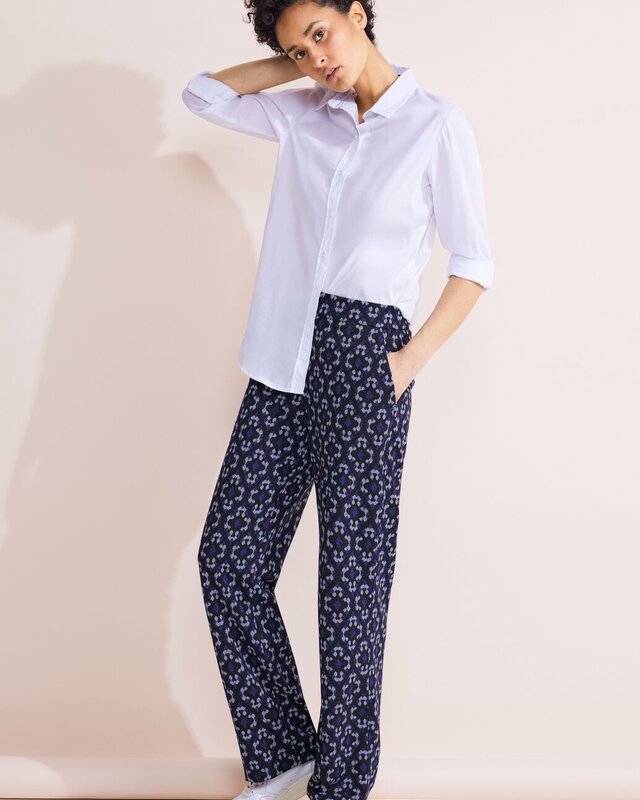 Street One Casual Fit Jacquard Hose - Deep Blue