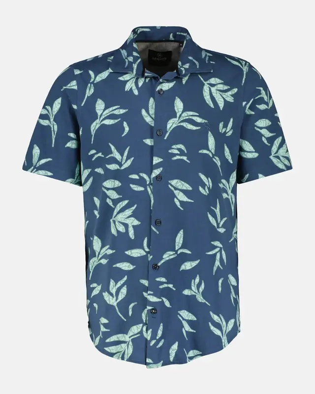 Lerros Jersey Kurzarmhemd Blumenmuster - Storm Blue