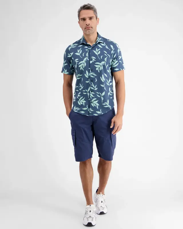 Lerros Jersey Kurzarmhemd Blumenmuster - Storm Blue