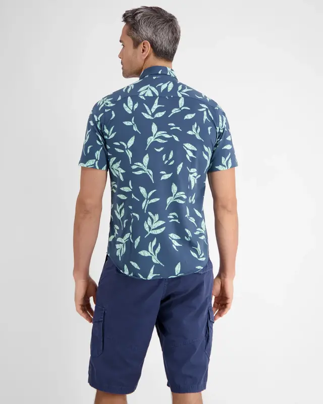 Lerros Jersey Kurzarmhemd Blumenmuster - Storm Blue