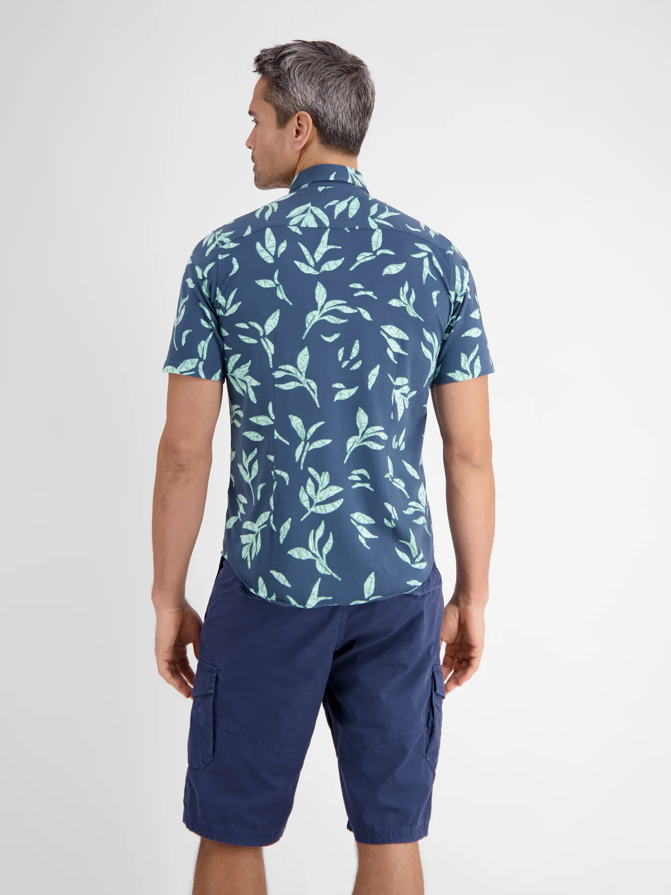Lerros Jersey Short Sleeve Shirt Floral Print - Storm Blue