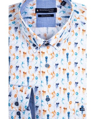 Giordano Kurzarm Jellyfish Print Hemd - Print Yellow